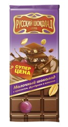 Шоколад, Русский шоколад 85 г молочный с арахисом фундуком и изюмом